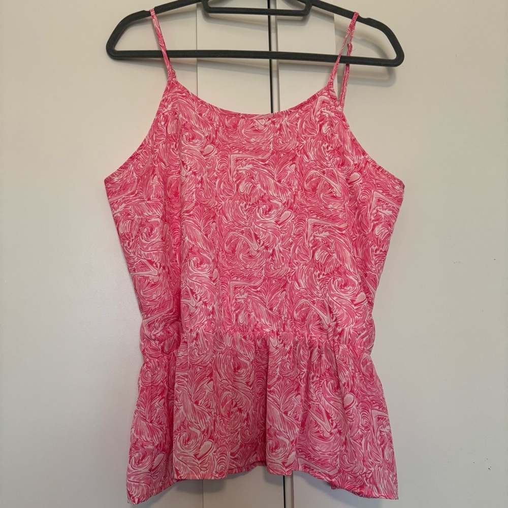 Lauren James NWT Ruffle Some Feathers Sophie Peplum Top Women’s Medium Pink